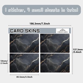 CREATCABIN Pack of 4 Marble Card Skin Stickers for Debit Credit Cards Cover Bank Cards Protective Sticker Removable Waterproof Bubble-Free Card Decoration for EBT Transport Key Card 5.4 x 8.55 cm