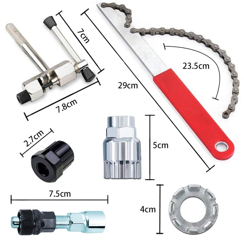 Cassette Puller Set, Bicycle Chain Whip, Sprocket Puller, Screw Ring
