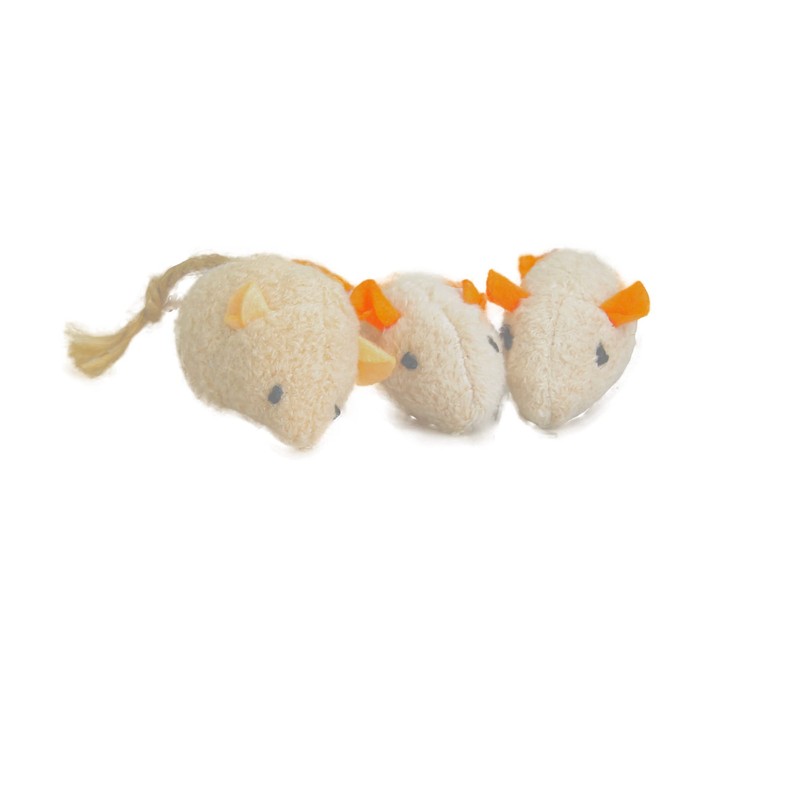 emours 12 Piece Pack Rattle Furry Mice Cat Toy Realistic
