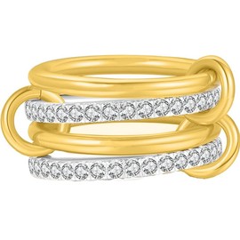 BQKBX Gold Stackable Rings for Women Non Tarnish (Style A - Silvery Color, 7)