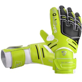 SPORTOUT Goalkeeper Gloves Kids, Football Gloves,Goalie Gloves Youth Adult with Finger Protection & 4mm Latex to Give Protection to Prevent Injuries (Green, 9)
