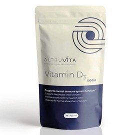 Altruvita Vitamin D3 Supplement 1000IU, 60 Capsules, 2-Month Supply – Supports Bone, Muscle & Immune Health, High-Absorption Formula, Vegetarian-Friendly