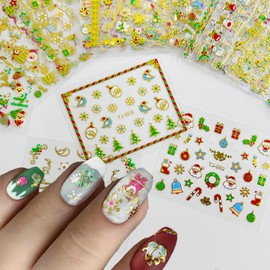 30 Sheets Christmas Nail Stickers Santa Claus Snowflake Nail Art Stickers 3D Xmas Nail Decals Cute Nail Art Design Self Adhesive Christmas Tree Snowman Nail Supplies Holiday Party DIY Nail Decorations