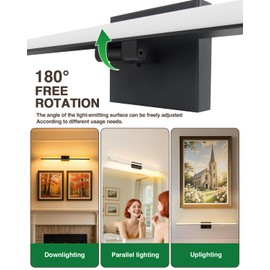 zouzai Second Generation Modern LED Bathroom Vanity Light Bar Black IP44 Over Mirror Bath Wall Fixture 5CCT Adjustable, Dual-Sided, 180° Adjustable Angle (40 inch)