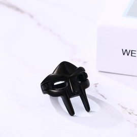 Cupimatch Rings Men's Spartan Mask: Gothic Biker Punk Men's Rings Viking Ring for Men Black, Stainless Steel