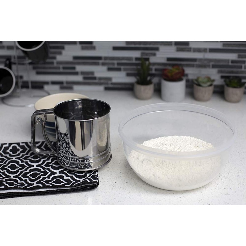 Home Basics Large Stainless Steel Shaker Sieve Cup Mesh Crank