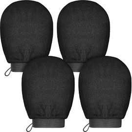 Guantes Exfoliantes Tatuo 4 Piezas Color Negro para Baño y Ducha