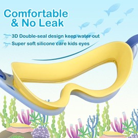 HDYAR Swim Goggles for Kids 6-14 8-14 Macaron Color Swimming Goggles with Cute Fish Decoration for Boys and Girls Pink and Blue