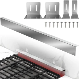 30" Stove Gap Filler, Kitchen Stove Gap Covers, Slide-in Range Rear Filler Kit for Most Brand Kitchen Stoves, Easy Install, Easy to Wipe (Silver)