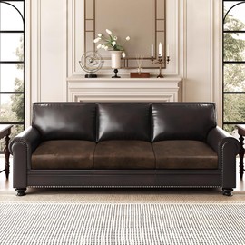 ANARACHON Leather Look Couch Cushion Covers Sofa Seat Slipcovers Sets Couches Furniture Protector for Sectional Armchair Loveseat Pets Kids Stretch Spandex Fabric (3 Cushion XL Sofa, Brown)