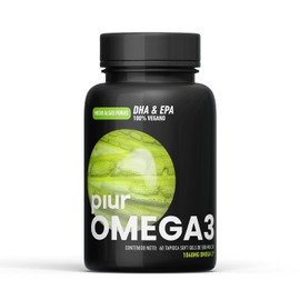 Piur Omega 3 100% Vegano de Microalgas Puras 2000mg Omega 3 DHA & EPA por Porción | 60 Capsulas de Gel | Libre de Pescado, NO GMO, Sin Carragenina