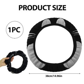 Steering Wheel Cover, Winter Steering Wheel Cover, Plush Non-Slip Car Steering Wheel Cover for Autumn and Winter, Comfortable Hand Warmer, Steering Wheel Protection, Suitable for 37-38 cm Steering
