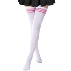 Dreshow Women's Extra Long Socks Overknee Long Knee Socks Overknee Stockings Retro Student Overknee Knitted Socks, 1 pair extra long D: white, Einheitsgröße Große Größen
