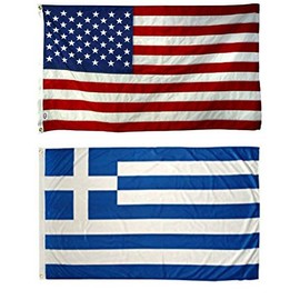 AES Wholesale Combo USA American & Greece Greek 3'x5' Polyester Flags