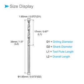 CoCud Carbide Solid Drill Bit 1.85mm Diameter K35 Tungsten Carbide Precision Short Length Twist Drill Bit for Applications Stainless Alloy Metal 2pcs