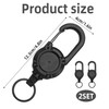 2PCS Retractable Keychain with Thick Steel Cord Heavy Duty Badge