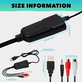 Jerilla USB 2.0 Audio Capture Card Grabber for Cassette Tapes to MP3 Converter, 3.5mm, R/L Stereo Interface Compatible with Windows XP/7/8/10 and Mac OS 10.14