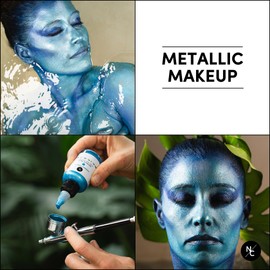 Narrative Cosmetics Metallic Alcohol Airbrush Paints - 2 fl oz, Skin Safe, Quick Dry, Waterproof, Sweatproof, Transferproof Liquid Makeup for Bodypainting, Theater, FX Makeup - Metallic Gold