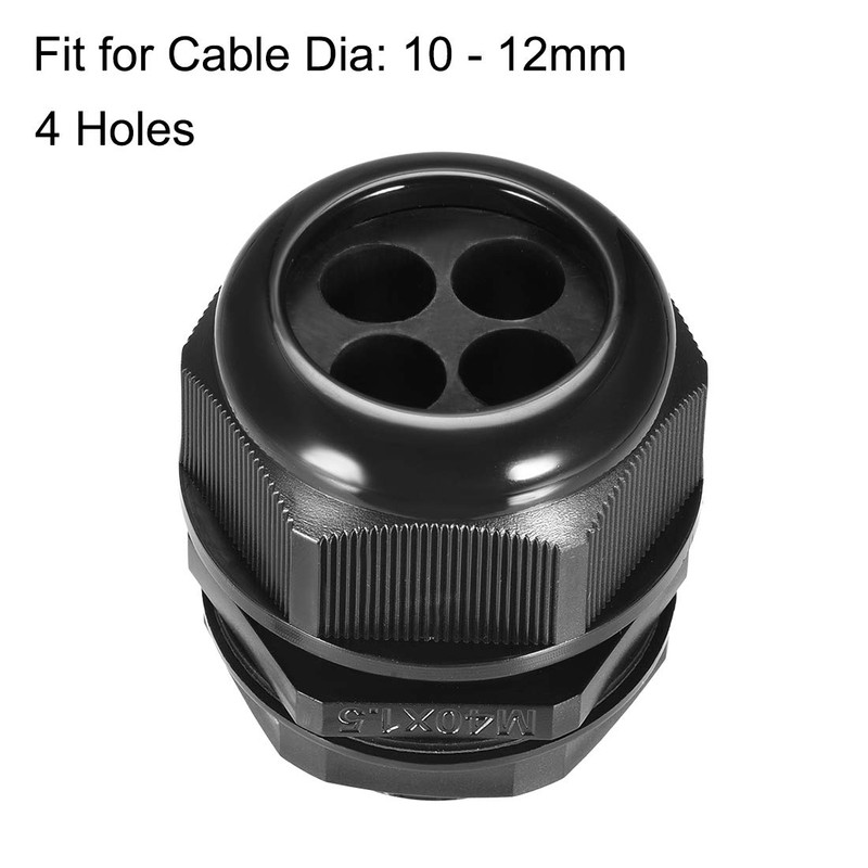 uxcell M40 Cable Gland 4 Holes Waterproof IP68 Nylon Joint
