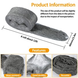Sukh Steel Wool 0000-0000 Steel Wool for Glass Fine Steel Wool Pads for Chrome or Wood Polishing Weep Hole Covers for Brick Walls Fill Fabric Metal Fabric Pad Mice Control