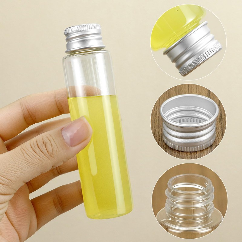 QWORK 50ml Flat Bottom Clear Plastic Test Tubes with Screw