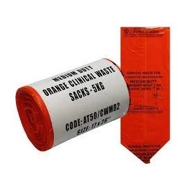 50 x HPC Clinical Waste Bags, Medium Duty, Orange - Ref: AT50/CWMD2