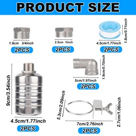 2 Set Water Float Valve Kit, Stainless Steel Leak-Proof Automatic Water Level Control Float Valve 1/2" Male Thread Shut Off Valves for Fish Tank Pool Livestock Trough Distiller