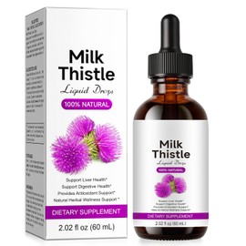Milk Thistle Liquid Drops 600mg per Serving - Alcohol-Free Liver Support & Digestive Aid - Natural Detox & Antioxidant Properties - 60ml Vegan Supplement