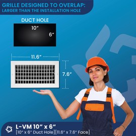 Premium Aluminum Wall Vent Cover - 10 x 6 Inch AC Grille with Adjustable Blades - Rustproof and Durable - Enhance Airflow Efficiency- [Front Grille Size: 11.6" x 7.6"][Duct Hole:10" x 6"]