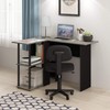 Furinno Abbott L-Shape Desk with Bookshelf, French Oak Grey/Black