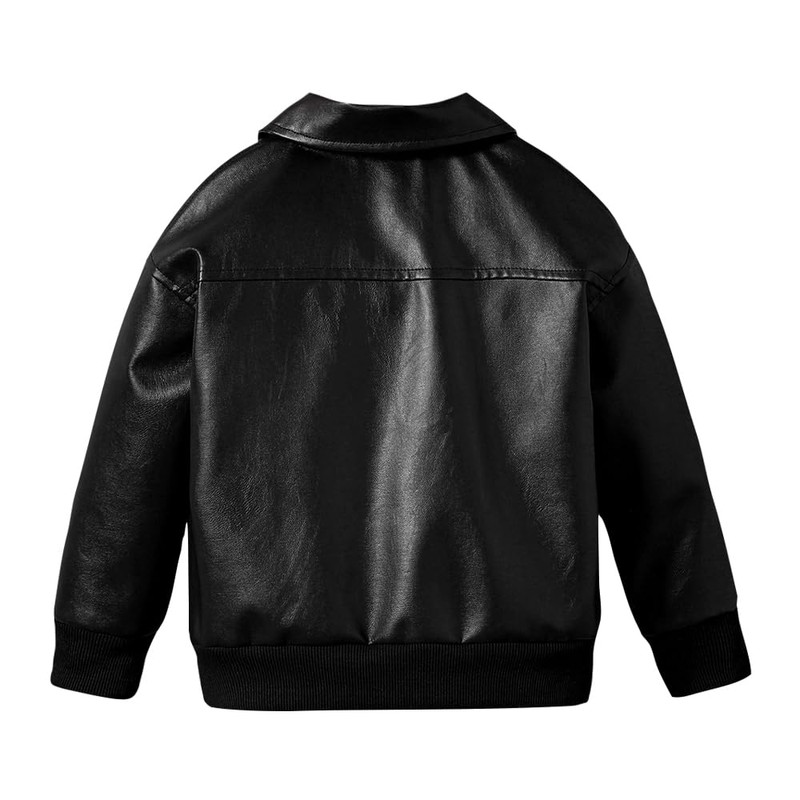 Nivne Tco Toddler Boy Leather Jacket - Stylish Black Drop