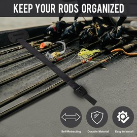 Rod Strap, Fishing Rods Hold Down Strap, Gunwale/Deck Mount Retractable Rod Tie-Down F14200, Self-Retracting Rod Strap(1 Pack)