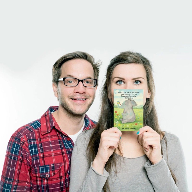 Mr. & Mrs. Panda Postcard Elephant Bee Design White