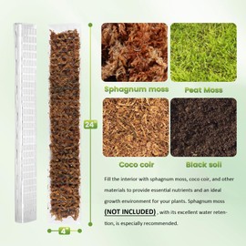 Bluepro 24 Inch 6 Pcs Plastic Moss Pole for Plants Monstera, 6×24'' Plant Poles for Climbing Plants, Plant Support for Indoor Plants Work with Sphagnum Moss