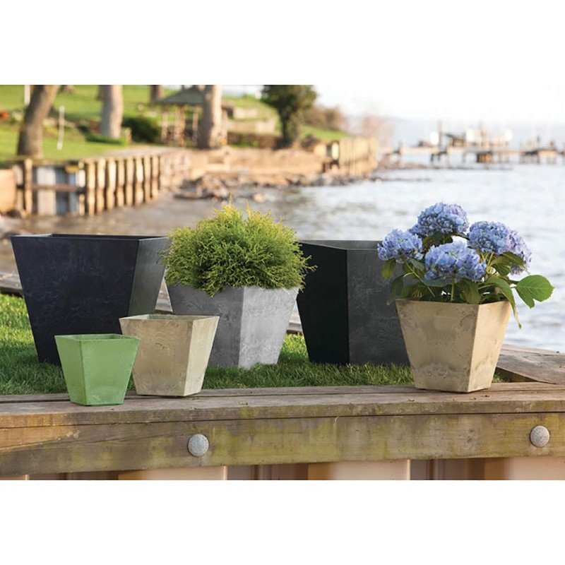 ArtStone 35120 Ella Square Planter, 12-Inch, Grey