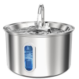 Stainless Steel Cat Water Fountain, 3L/101oz Pet Water Fountain, Dog Waterer with Quiet Pump and 4-Layer Filtration for Cats and Dogs