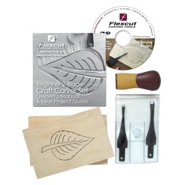 FLEXCUT Wood Carving Tools, Beginner 2-Blade Craft Carver Set, Tool and Gouge, Interchangeable ABS Handle, 1095 High Carbon Steel Blades, SK111, Made in the U.S.A.