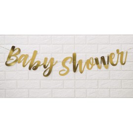 Inkdotpot Metallic Gold Baby Shower Cursive Bunting Gender Reveal Bunting Flag Baby Gender Show Party Supplies Pregnancy Announcement