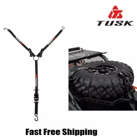 Tusk Adjustable 3 Way Ratcheting Spare Tire Tie Down Y Strap 1.5" UTV Truck Jeep