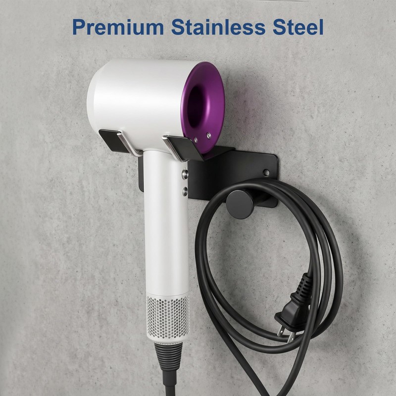 AiQInu Porta Phon da Parete, Porta Asciugacapelli Inox, Supporto Asciugacapelli