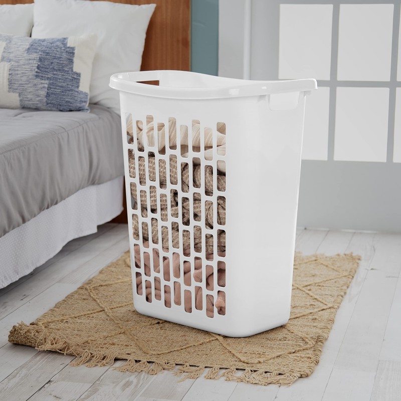 Sterilite Rectangular Open Laundry Hamper, Tall and Slim Plastic Hamper