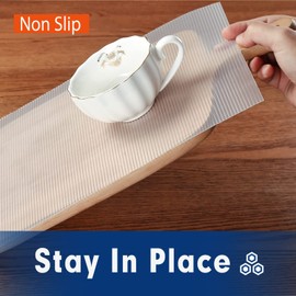 Shelf Liner, Non-Slip Cabinet Liner, Kitchen Cabinet, 12 Inches x 10 FT Shelves, Refrigerator, Storage, Desks, Non Adhesive Drawer Liner Clear