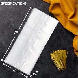 Bread Bags with Ties Reusable Bread Bags for Homemade Bread Gift Giving, and Bakery Owners, Storage Bread Loaf Bags. （Clear 100pcs）