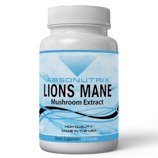 Absonutrix Lion's Mane Mushroom Extract 120 Capsules, Supports Immune System,Helps Improve Cognitive Health, Quality Potent Ingredients, Made in USA, 500 mg per serving, GMP-Approved