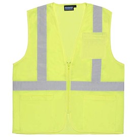 ERB Industries Safety Products 61653 Aware Wear Class 2 Hi-Viz Safety Vest, 5X-Large, Lime