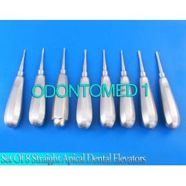 ODM SET OF 8 STRAIGHT APICAL DENTAL SURGERY EXTRACTING EXTRACTION ROOT TIP ELEVATORS