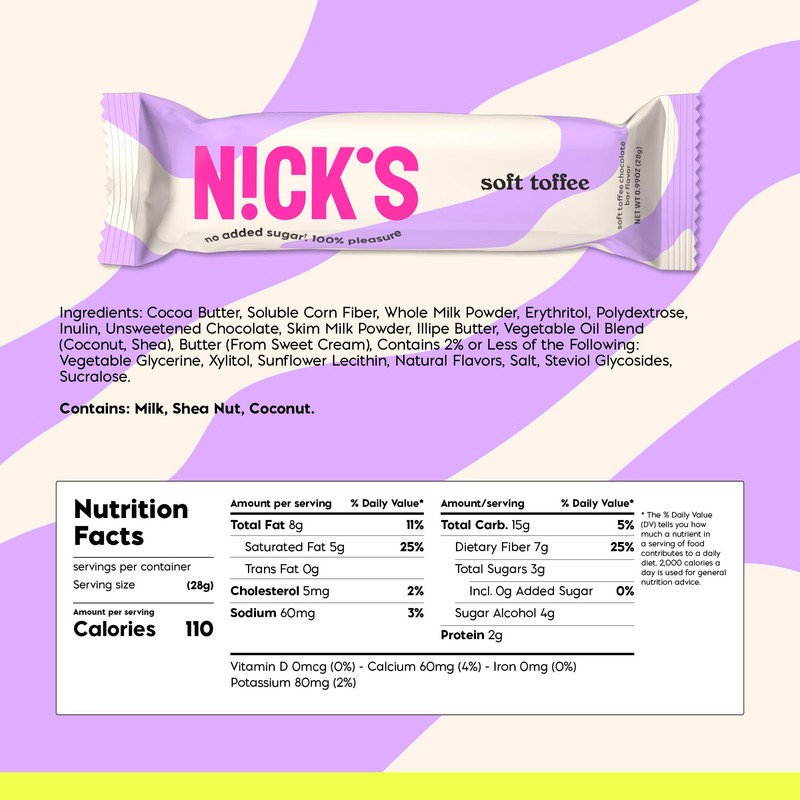 NICKS Soft Toffee Chocolate Bar with Caramel Without Added Sugar,110