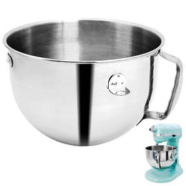 Stainless Steel Mixer Bowl Compatible with 6 Quart Kitchenaid Bowl-Lift Stand Mixers