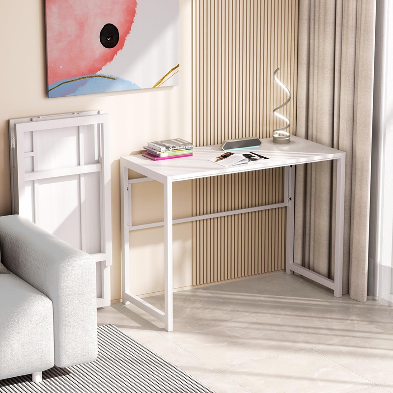 GreenForest Folding Desk for Small Spaces,35.4 in No-Assembly Small Computer