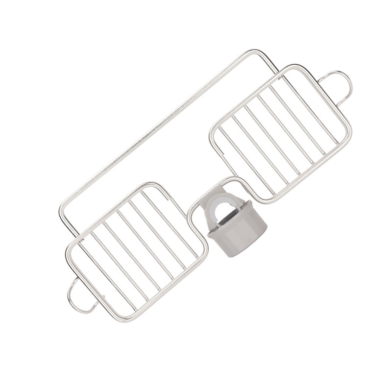 Faucet Storage Shelf Aluminum Plastic Two Containers with Towel Rod